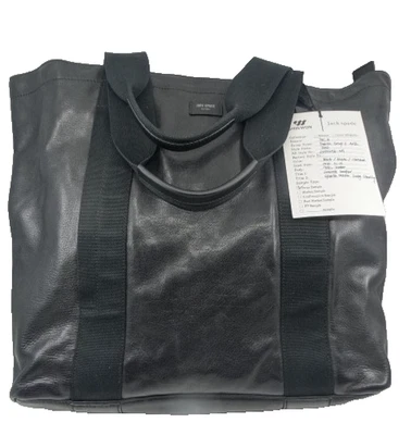 NWT!  JACK SPADE  Large Black Leather Designer Prototype Tote, 15" x 15" x 6.5" - Image 1 of 4