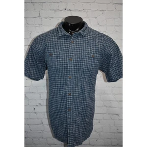 Patagonia Dress Shirt Mens Size XL Blue Organic Cotton Hemp Blend Short Sleeve - Picture 1 of 8