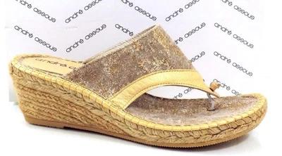 Andre Assous Annette Cuña Alpargata Tanga Sandalia Slide Tostado Bronce Talla 9 Foto 1 de 4