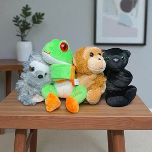 Wild Republic Hugger Bracelet Wrist Plush Lot Of 4 Panther Frog Sloth Monkey - Picture 1 of 14