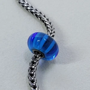 Authentische Trollbeads Türkis Streifen Glasperlen nicht mehr produziert EUC  - Bild 1 von 4