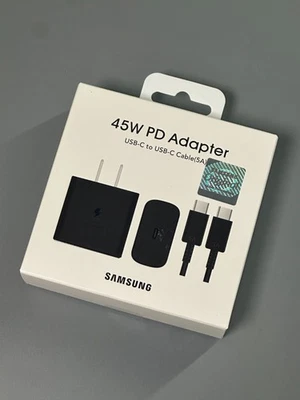 NEW Samsung Galaxy 45 Watts USB-C Super Fast Charging Wall Charger + Cable - Image 1 of 4