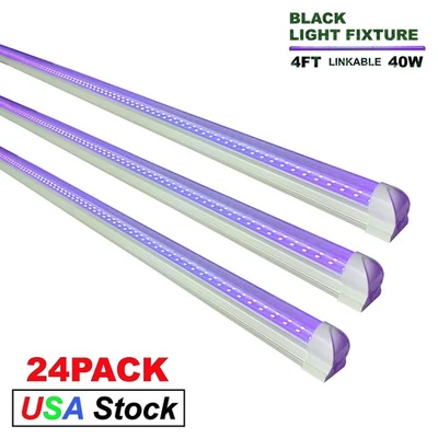 24*LED Blacklight with US Plug Cable, Black Lights for Christmas Halloween Party - Image 1 of 4