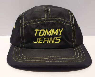 Boné chapéu vintage década de 1990 Tommy Hilfiger Tommy Jeans náilon 5 painéis clipe alça traseira - Imagem 1 de 4