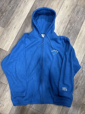 Detroit Lions Blue NFL Hoodie Men’s Large Full Zip Fleece Sweatshirt Jacket - Image 1 of 4
