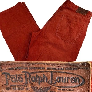 Polo Ralph Lauren Corduroy Pants Mens 38x30 Orange Chino Preppy 650 Straight - Picture 1 of 22