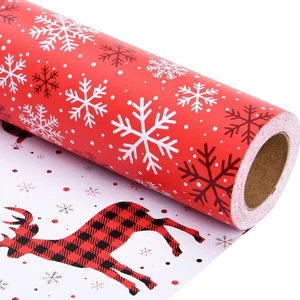 Sikiweiter Christmas Wrapping Paper Rolls -Mini Roll 17 Inch X 33 Feet - Reversi - Picture 1 of 6
