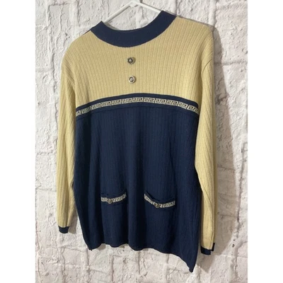 Suéter de Colección Adolfo Collectibles XL Mezcla de Lana Azul y Tostado  Foto 1 de 4