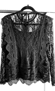 Adiva Black Lace, Lined Blouse Size L - New with Tags - Picture 1 of 15