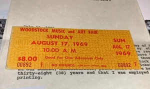 Woodstock 1969 Sonntagsticket Jimi Hendrix Thank Dead Joplin COA Ephemera USA - Bild 1 von 17