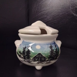 Tassen & Krüge Zuckerdose handgemacht bemalt in Anchor Point Alaska 1998 Berge - Bild 1 von 5