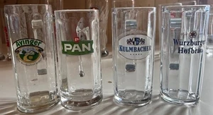 4er Set verschiedene deutsche Biergläser mit Brauerei Brauerei Aufklebern - Bild 1 von 4