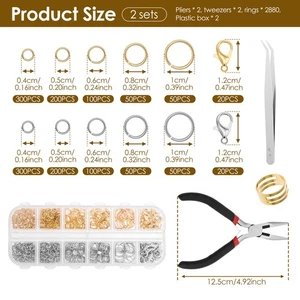Silver and Gold Jump Rings with Pliers and Tweezers Practical Jewelry stMlC - Picture 1 of 11