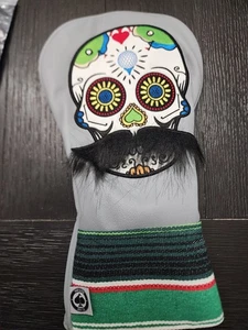MUSTACHE SUGAR SKULL - DRIVER COVER WHITE - Pins And Aces. New In Bag. Awesome  - Picture 1 of 7