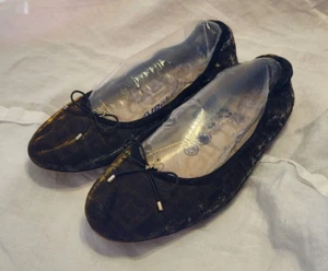 Sam Edelman Metallic Animal Print Ballet Flat Ballerina Slip On Black & Gold Bow - Picture 1 of 6