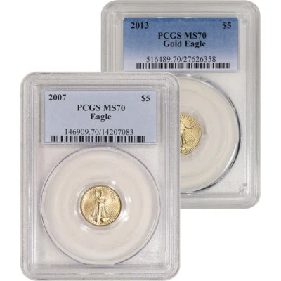 American Gold Eagle 1/10 oz $5 - PCGS MS70 Random Date and Label - Image 1 of 3