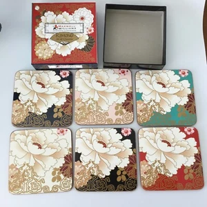 Coasters Maxwell Williams Kimono Set Of 6 Cork Backed Multi Coloured Collectable - Picture 1 of 14