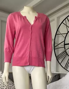 Monsoon Pink 3/4 Sleeve 100% Cotton Button up Cardigan Shrug 12 - Picture 1 of 11