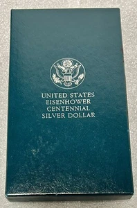 1990 United States Eisenhower Centennial Proof Silver Dollar - Box With COA BOX3 - Picture 1 of 5