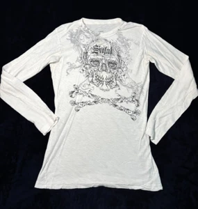 Sinful by Affliction Women's Long Sleeve Shirt Size Large Y2K Grunge Goth - Picture 1 of 9