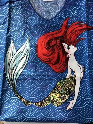 NWT TOONIFORMS Disney Scrub Woman’s  Mermaid XS S/Slv V-neck Pullover - Image 1 of 4