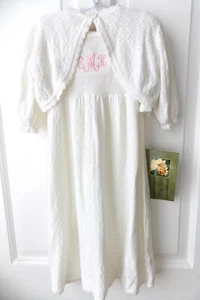 ALLIE WADE MÄDCHEN 6 MONATE WEISSES AUSGEFALLENES STRICKKLEID MIT MÜTZE UND PULLOVER BAUMWOLLE - Bild 1 von 11