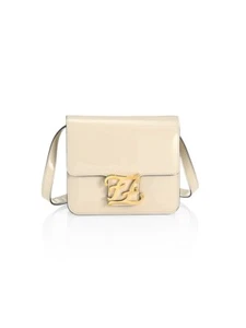 Sold Out Style! New FENDI Karligraphy Patent Leather Crossbody Bag White - Picture 1 of 11