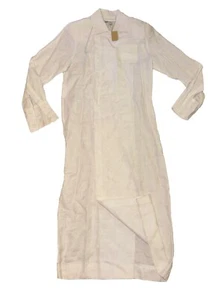 Vtg! NWT! Shirt Dress Sz 6 Linen Blend White Long Button Front Modern NICE! - Picture 1 of 16