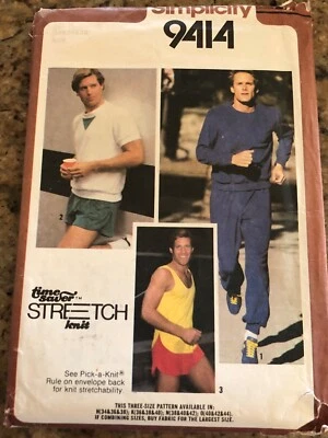 🌻SIMPLICITY #9414-MENS ATHLETIC TANK TOP-SWEATPANT-SHORTS-SHIRT PATTERN 34-38FF - Image 1 of 2