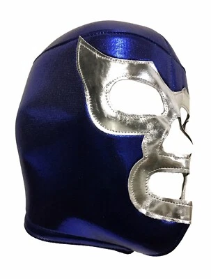 MASK MANIAC BLUE DEMON (pro-fit) Adult Lucha Libre Wrestling Mask - Blue/Silver