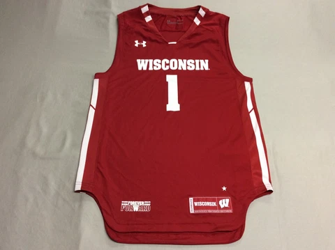 WISCONSIN BADGERS UNDER ARMOUR RED BASKETBALL JERSEY #1 MENS ADULT SMALL Cover