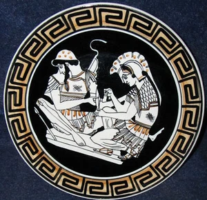 7 1/8" Achilles & Patroclus Collectible Souvenir Plate Handmade in Greece - Picture 1 of 3