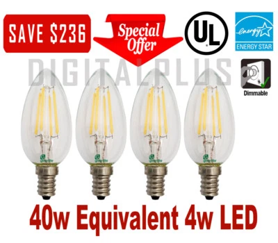 40W Replacement LED Light Bulb 40W Equivalent C12 E12 4 Watt Candelabra Dimmable - Image 1 of 3