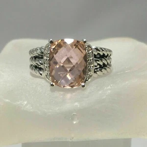 Unique Fancy Engagement Ring 2.30Ct Cushion Cut Morganite 14k White Gold Plated - Picture 1 of 5