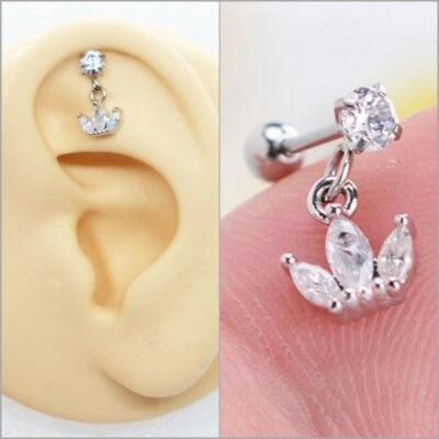 Piercing per elice corona con zirconi bianchi in acciaio inox,orecchino per - Immagine 1 di 4