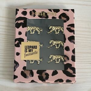 Leopard is My Favorite Push Pins Gold Tone Set of 6 Pins