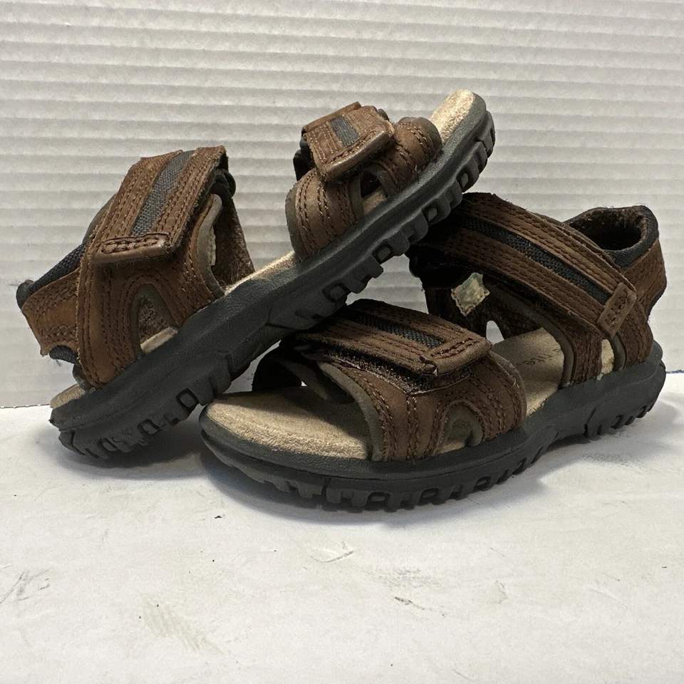 Stride Rite Boys Shoe Sandal Sz 9.5W Brown Leather Hook HHR10-9 - Image 1 of 4