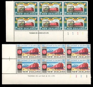 NEW ZEALAND NZ 1963 Sc 362-363 Train Railways Centenary Stamp Blocks MNH CV$17  - Picture 1 of 1