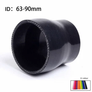 For ID: 63mm To 90mm Straight Silicone Hose Intercooler Coupler Tube Pipe Black  - Imagen 1 de 5