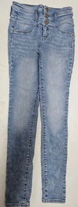 No Bo High-Rise Skinny Jeans Size 5 (26x30) Faded Wash Stretch Button Front - Picture 1 of 8