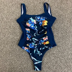 Beachsissi Swimsuit Womens Medium (8-10) Blue Floral One-Piece Padded Wide Strap - Picture 1 of 12