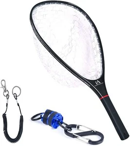 FL95/96 Ligero Carbono Pesca Mosca Red de Desembarque Fibra y Bolsa de Goma Transparente Mano Nómada - Imagen 1 de 15
