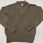 New Vtg  Military DSCP Garrison Collection Men’s Henley Knit Green Sweater Sz L