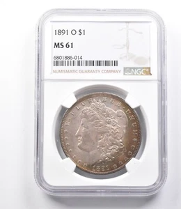 MS61 1891-O Morgan Silver Dollar NGC Beautifully Toned *1980 - Picture 1 of 3