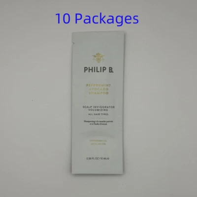 10 x Philip B Peppermint Avocado Shampoo 10ML*10=100ML/3.6OZ Samples - Image 1 of 4