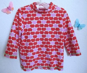 Mini Boden Apple Print RashGuard 3-4 years Swimsuit Top Red Pink Green Long Slv - Picture 1 of 10