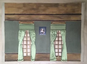 Maqueta Original Decoración Teatro Marionetas Acuarela Interior Verde Casa - Imagen 1 de 9