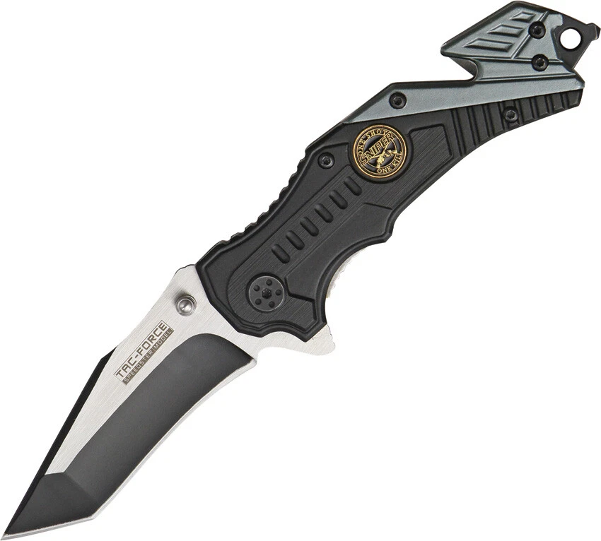 Tac Force Rescue Sniper Linerlock A/O Black Aluminum w/ Gray Folding Knife 640SN - Image 1 of 1