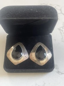 W Yellowhorse Ohrstecker Sterlingsilber Navajo schwarzer Onyx 925 - Bild 1 von 7