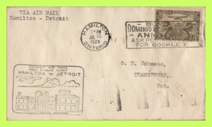 Canada 1929 5c Air on Hamilton -  Detroit, First Flight cachet cover - Picture 1 of 2